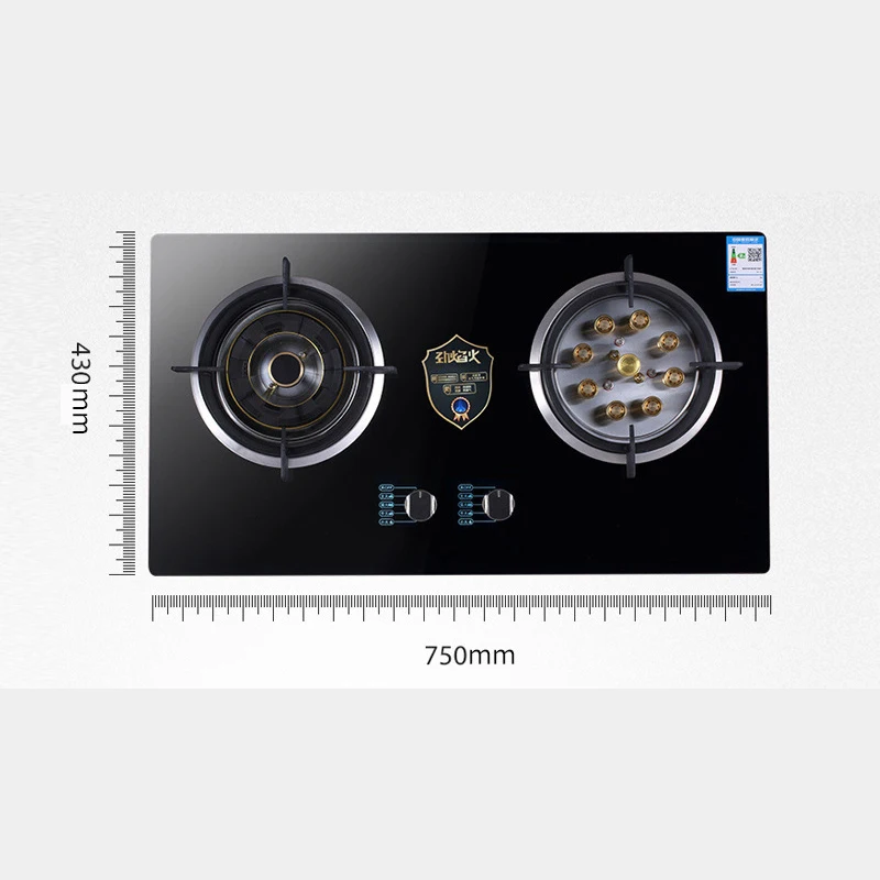 موقد غاز جزءا لا يتجزأ من موقد الغاز حفرة مزدوجة موقد الغاز الطبيعي/الغاز المسال الزجاج المقسى لوحة الطبخ موقد غاز 4.5kw