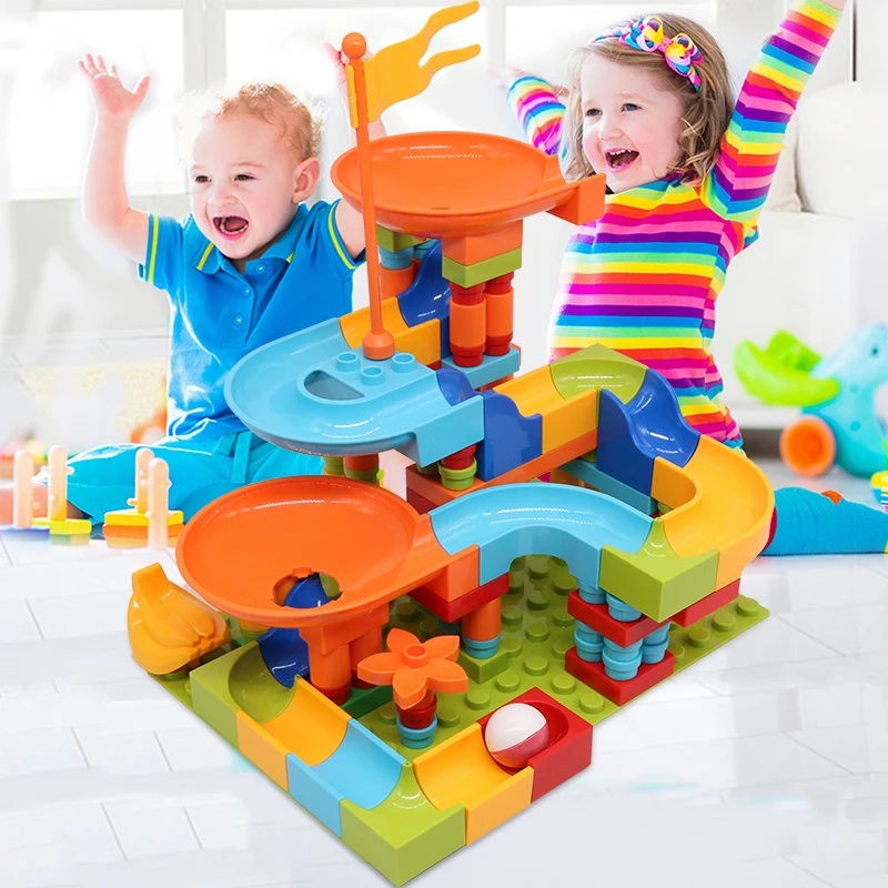

128PCS Marble Run Building Blocks Construction Toys Funnel Slide Large Size Bricks Educational Baby Toys Children Gift