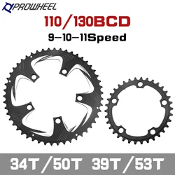 PROWHEEL 110BCD 130BCD Road Bicycle Sprockets Double Chainwheel 34T/50T 39T/53T Chainring 9/10/11 Speed Bike Tooth plate Parts