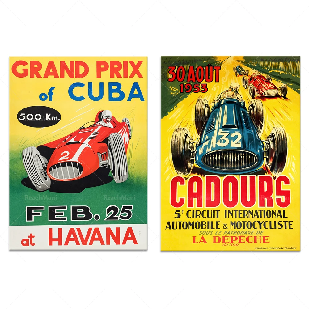 1953 Cadours motor racing poster | Retro Auto Racing | Auto sport print