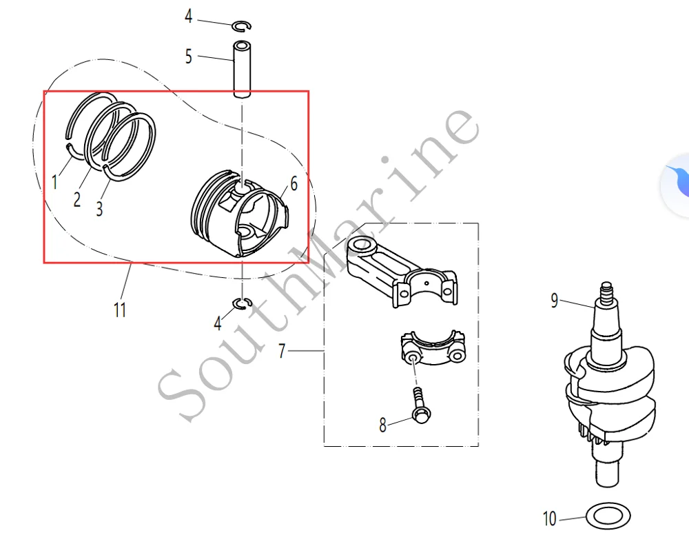 Boat Motor F4-04020200 Piston assy  for Parsun HDX F4 F5 outboard motor 4-stroke