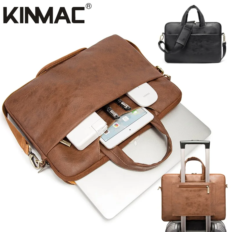 Kinmac Brand Messenger Handbag Laptop Bag 13,14,15.6,16 Inch,PU Leather Waterproof Shoulder Case For MacBook Air Pro Notebook