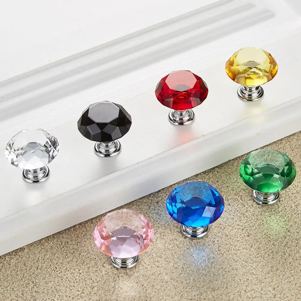 30mm Diamond Shape Design Crystal Glass Knobs Cupboard Pulls Drawer Knobs Kitchen Cabinet Handles Furniture Handle Hardware