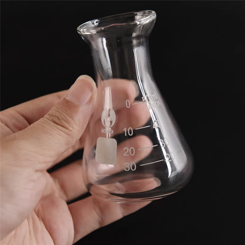 50ml Clear Glass Wide Triangle Glass Flask Conical Flask Erlenmeyer Flask Labratory Equipment