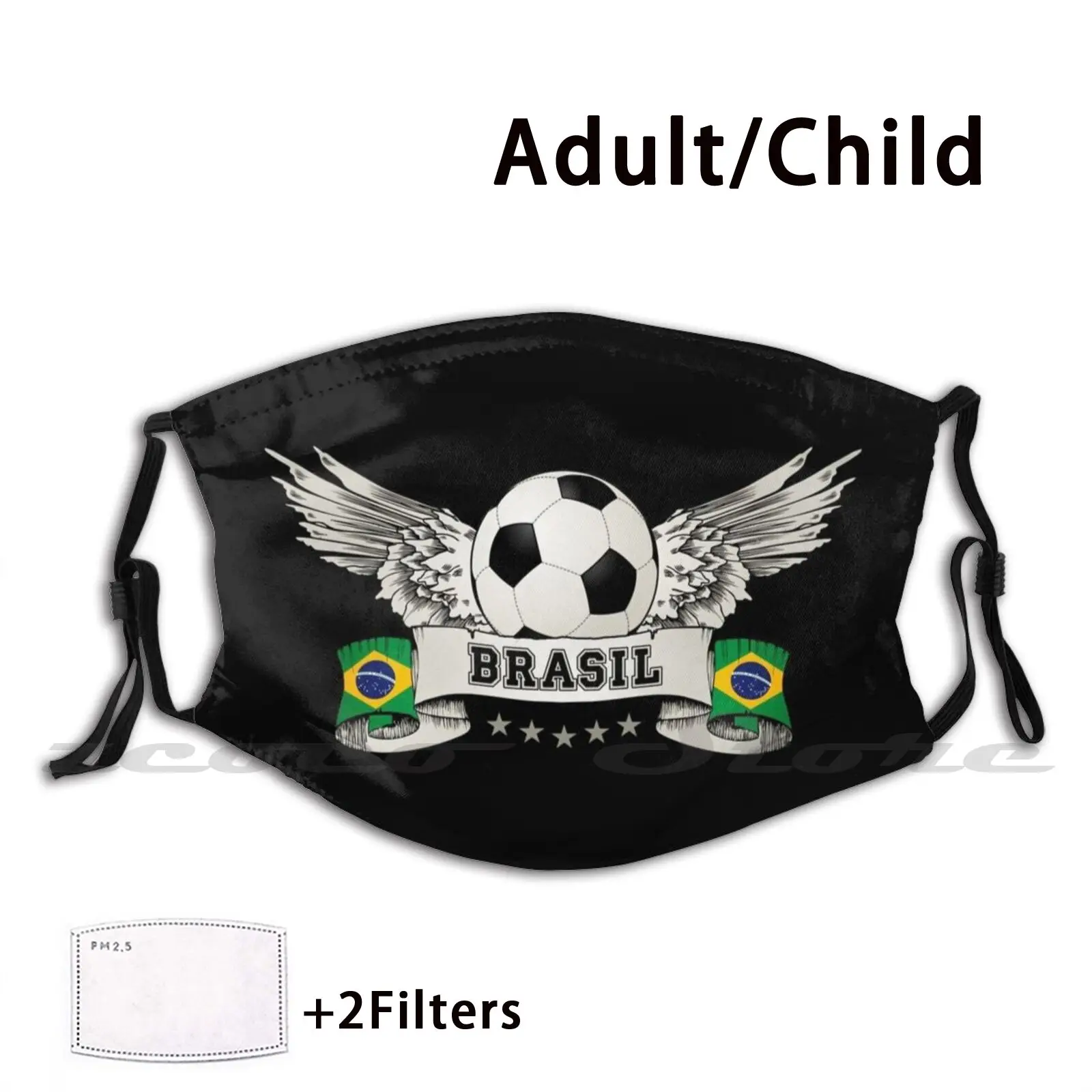 

Brazil Vintage Gear Mask Diy Washable Filter Pm2.5 Mouth Trending Football Soccer Brazil Brasil Sports Vintage National Team