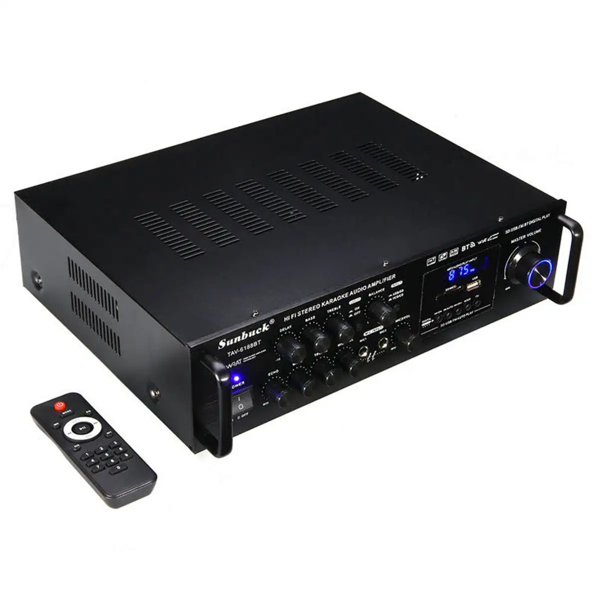 220-240V 2000W cyfrowy wzmacniacz mocy Audio Karaoke kino domowe centrum muzyczne pilot Bluetooth obsługa mikrofonu FM