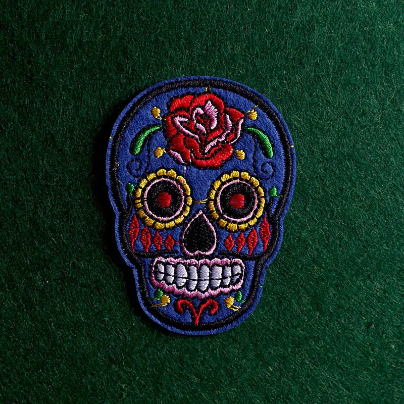 2PCs/Lot Mexican Style Skull Patch Iron On Patches On Clothes Punk Patches For Clothing Stickers Embroidery Patch Stripes Badges