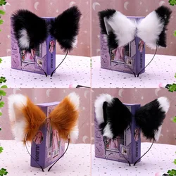 Diadema de orejas de gato para Cosplay, orejera de fiesta de baile de anime con pelo extraíble, tridimensional, orejas de zorro