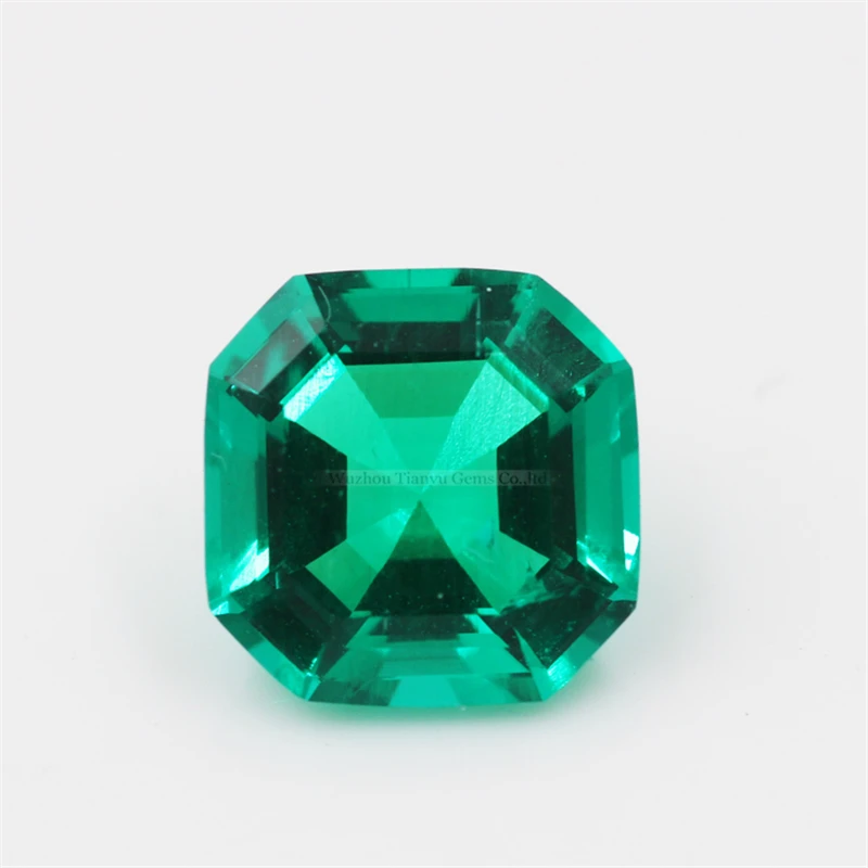 

Tianyu Gems Custom Synthetic Asscher Cut Hydrothermal Lab Created Emerald Gemstone High Quality Loose Stone Green Color for Ring