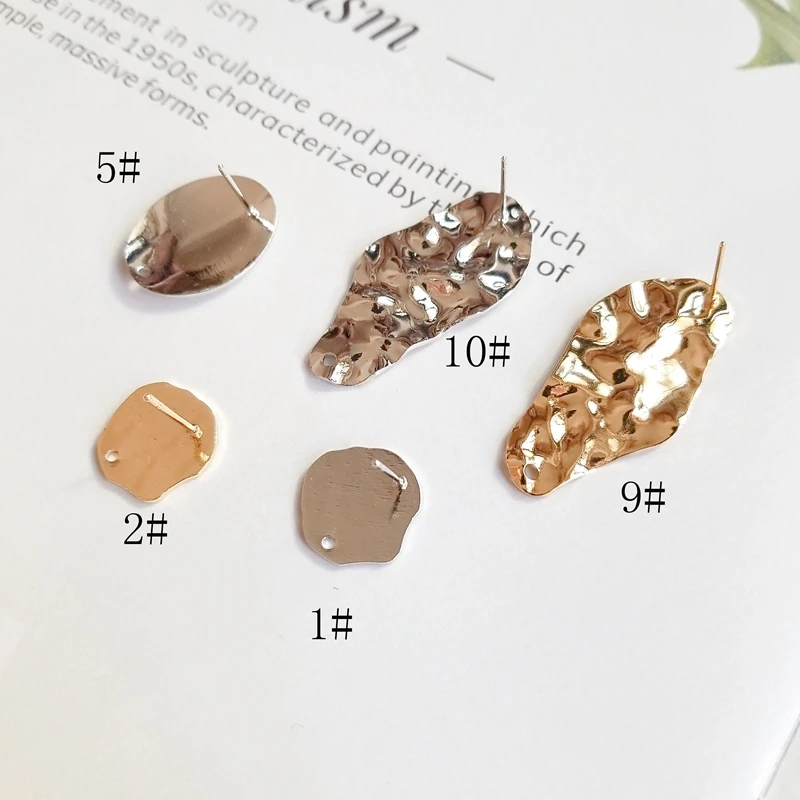 DIY Earring Accessories European And American Fashion Texture Embossed Irregular Material Metal Earrings Needle Material Pendant