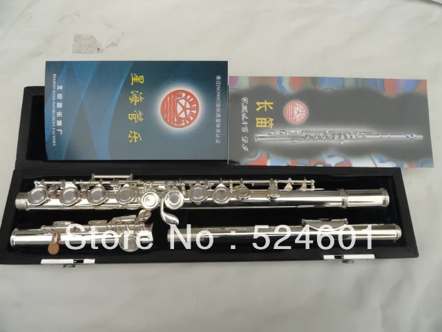 Hot Xinghai Professional Students Series 16 Holes Plus E Key Split Obturator Silver-plated Flute Instrument  With Case