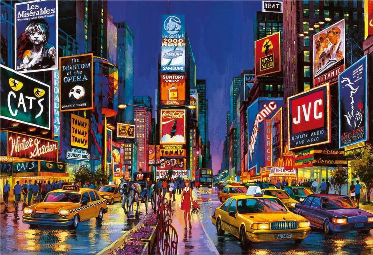 JMINE Div 5D New York Time Square Street Full Diamond Painting cross stitch kits art Scenic 3D paint by diamonds