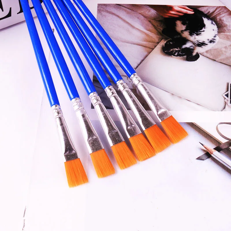 AAY-مجموعة فرش نايلون للأطفال ، شعر مسطح ، ألوان مائية صغيرة ، مجموعات طلاء ، 50 قطعة