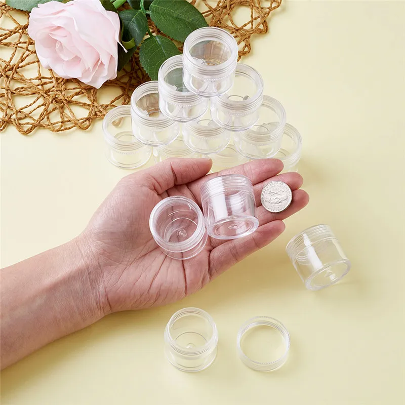 40pcs Clear Column Plastic Bead Rhinestone Storage Containers Bottles Case for Jewelry Packaging 34x33mm