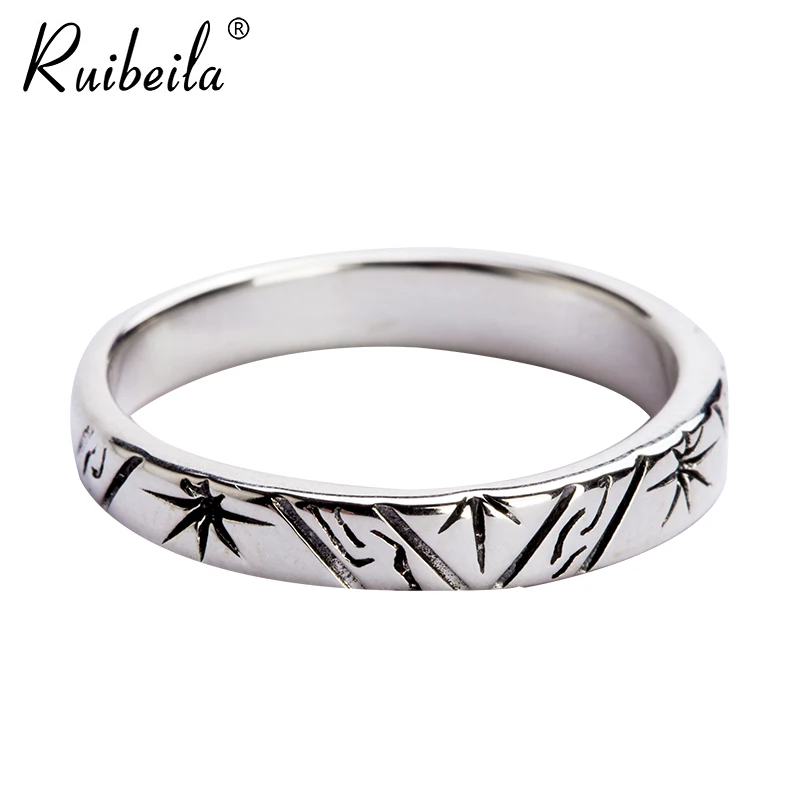 ruibeila925 argent personnalité rétro simple motif étoile bague unisexe cercle fin couple bague bijoux cadeau