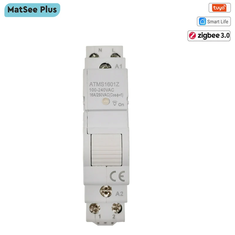 

Автоматический выключатель Tuya Smart Life ZigBee, 16A, DIN-рейка, 1P, однополюсный, с сухим контактом, таймер, приложение, дистанционное управление, работает с Alexa Google Home