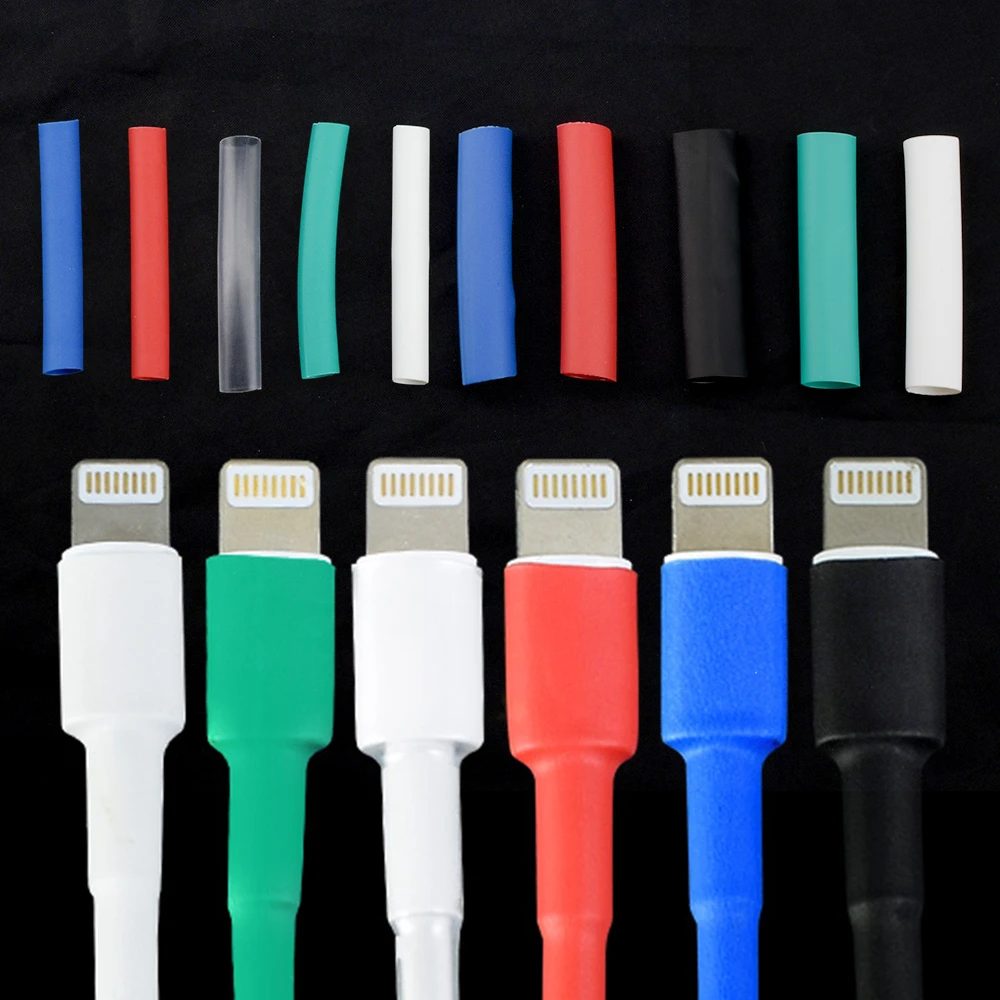 10 قطعة USB شاحن الحبل سلك المنظم الحرارة يتقلص أنبوب كم كابل حامي أنبوب التوقف غطاء لباد آيفون أندرويد