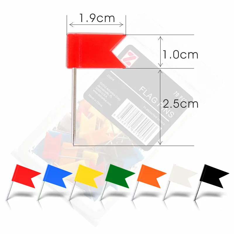 Colored Red Flag Map Pin Cork KT Board Labeling 70PCS