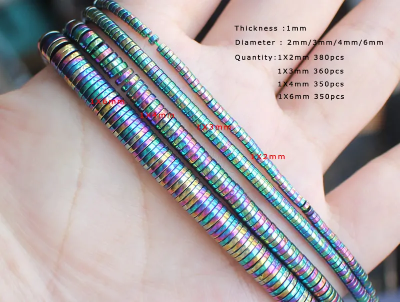 Natural Hematite Plated color 1X2-6mm Round Loose beads,For DIYJewelry making! Mixed wholesale for all items !