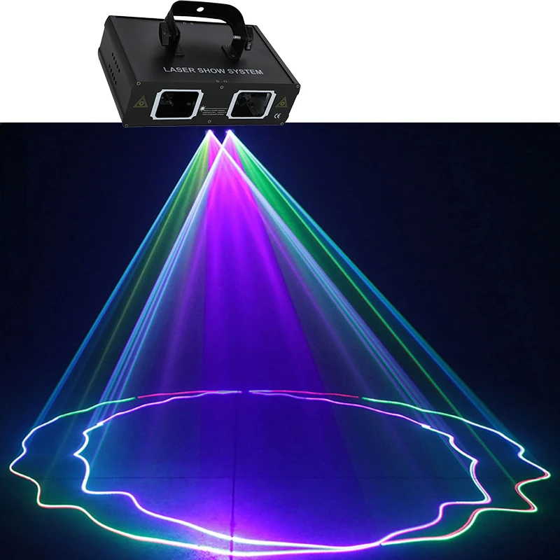 Dj Lights 2 Lens RGB Beam Scan Line Laser Disco Light DMX 512 Professional DJ Party Show Club Holiday Home Bar Stage Lighting