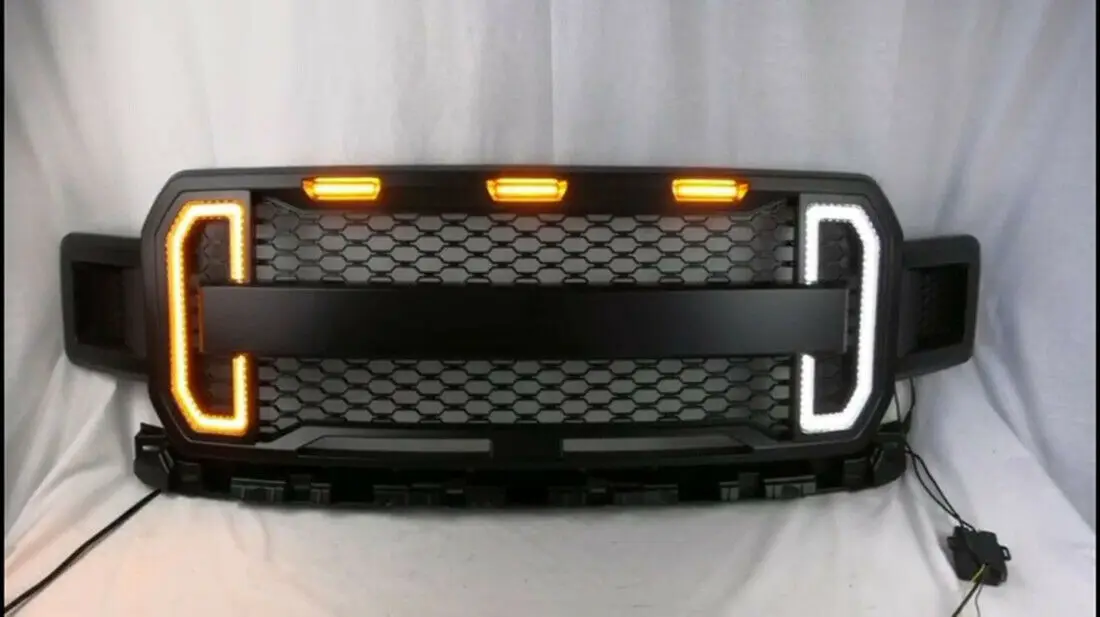 Good Quality ABS Front Middle Grill Racing Grills With LED Lights Turn Singal Lights Fit For Ford F150 2009-2014