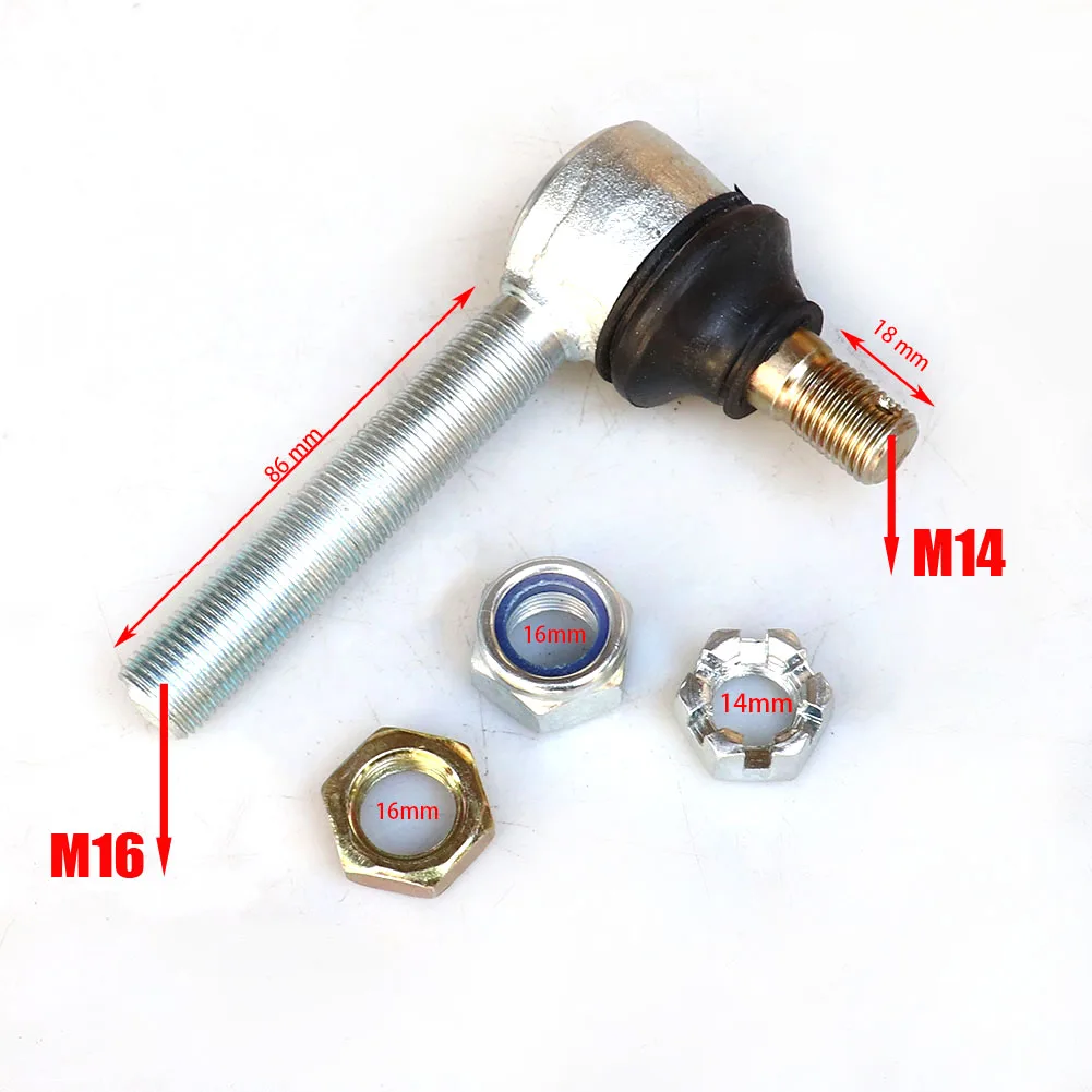 Hand Thread M16*M14 Bolt Tie Rod End Ball Joint for 150cc 250cc Quad Dirt Bike ATV Go Kart Dune Buggy