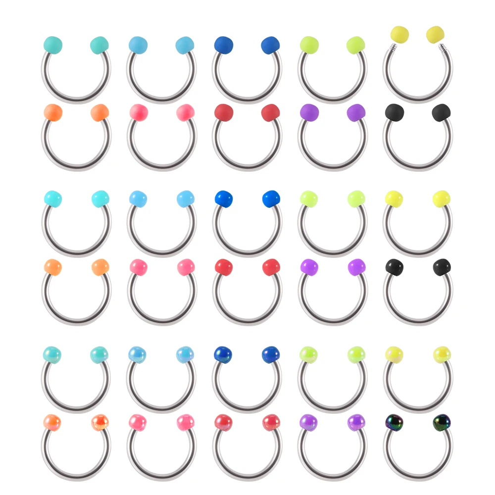 10 шт., 16x8 мм, акриловые кольца в форме подковы для носа, перегородки, серьги-кольца для завитка ушной раковины, серьги-кольца для пирсинга губ, ювелирные изделия 10 шт., 16x8 мм, акриловые кольца в форме подковы для носа, перегородки, серьги-кольца для завитка ушной раковины, серьги-кольца для пирсинга губ, ювелирные изделия