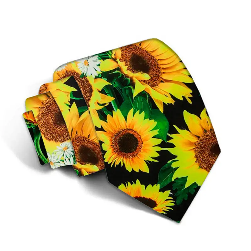 Corbata con estampado de girasoles y perro de dibujos animados, corbata informal ajustada de nailon de 8cm de alta calidad para hombres y mujeres, corbata divertida Harajuku para fiesta y cena, corbata para hombres y mujeres