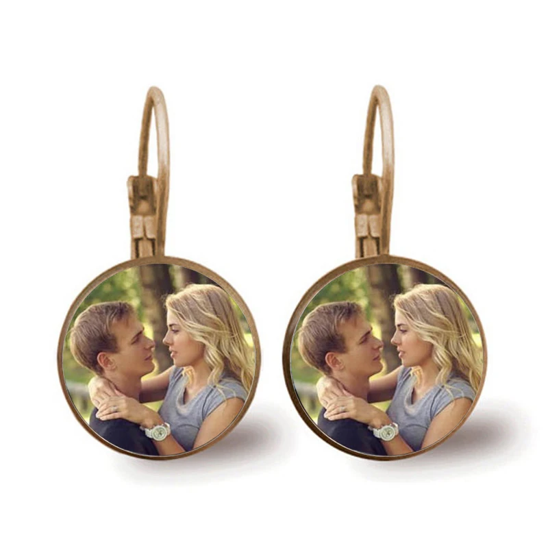 Personalized Custom Earrings Photo Mum Dad Baby Children Grandpa Parents Customized Designed Photo Gift For Family Anniversary