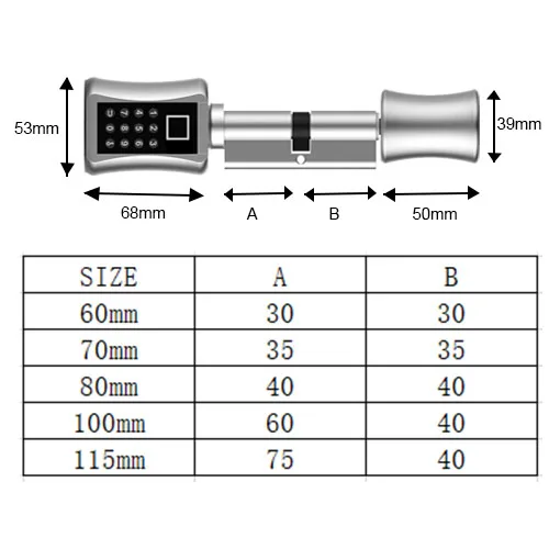 Fingerprint Smart Cylinder Lock password Biometric Electronic door Lock with Code digital Keypad Home intelligent lock airbnb