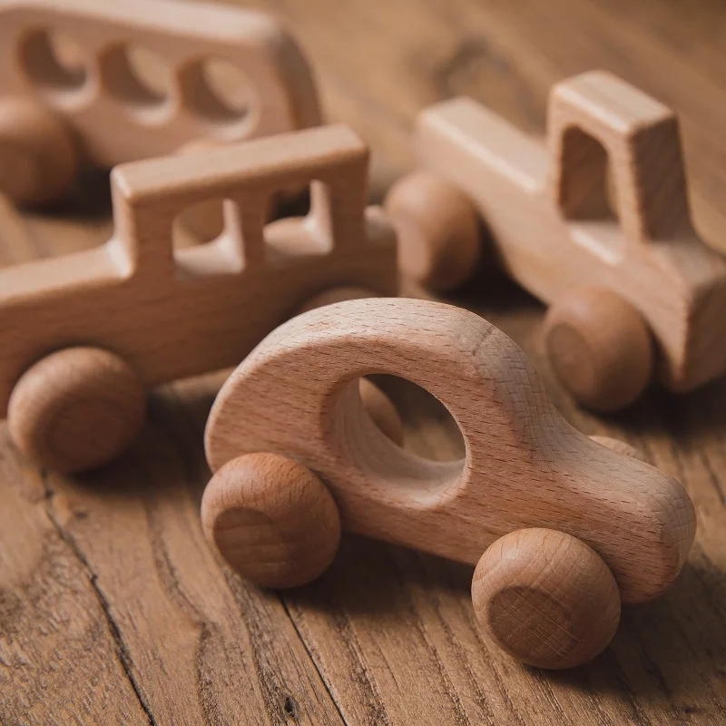 1 PCS Holz Spielzeug Organische Buche Holz Auto Für Babys Montessori Spielzeug Rassel Gehirn Spiel Spielzeug Handgemachte Handwerk Geschenk Kind block