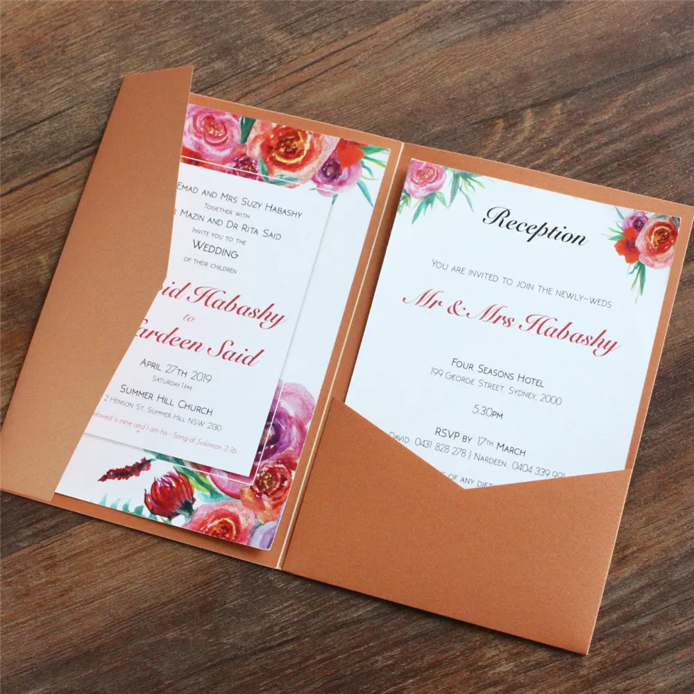 Huwelijksuitnodiging Pocket Fold Envelop Marineblauw Mat Papier 250gsm voor Verjaardag Jubileum Sweet 16 Iquinceañera 50 stuks