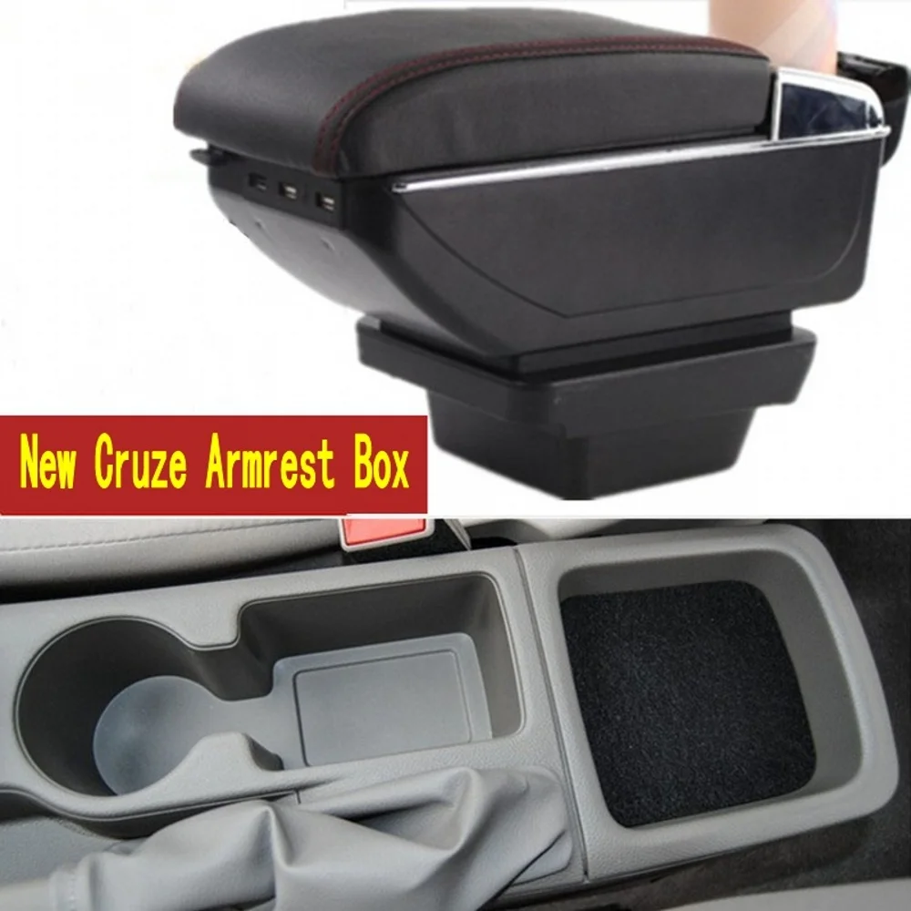 

For Chevrolet Cruze armrest box central Store content Storage box Seat armrest box with cup holder ashtray USB interface