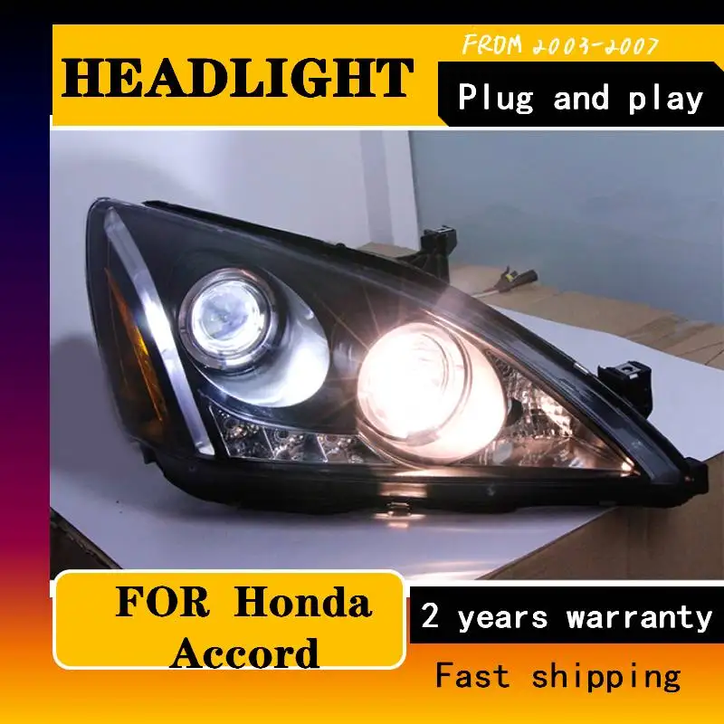 Car Styling Head Lamp For Honda Accord 2003-2007 LED Headlight  For Accord 7 Head Lamp DRL HID Xenon Bi Xenon Lens Accessories