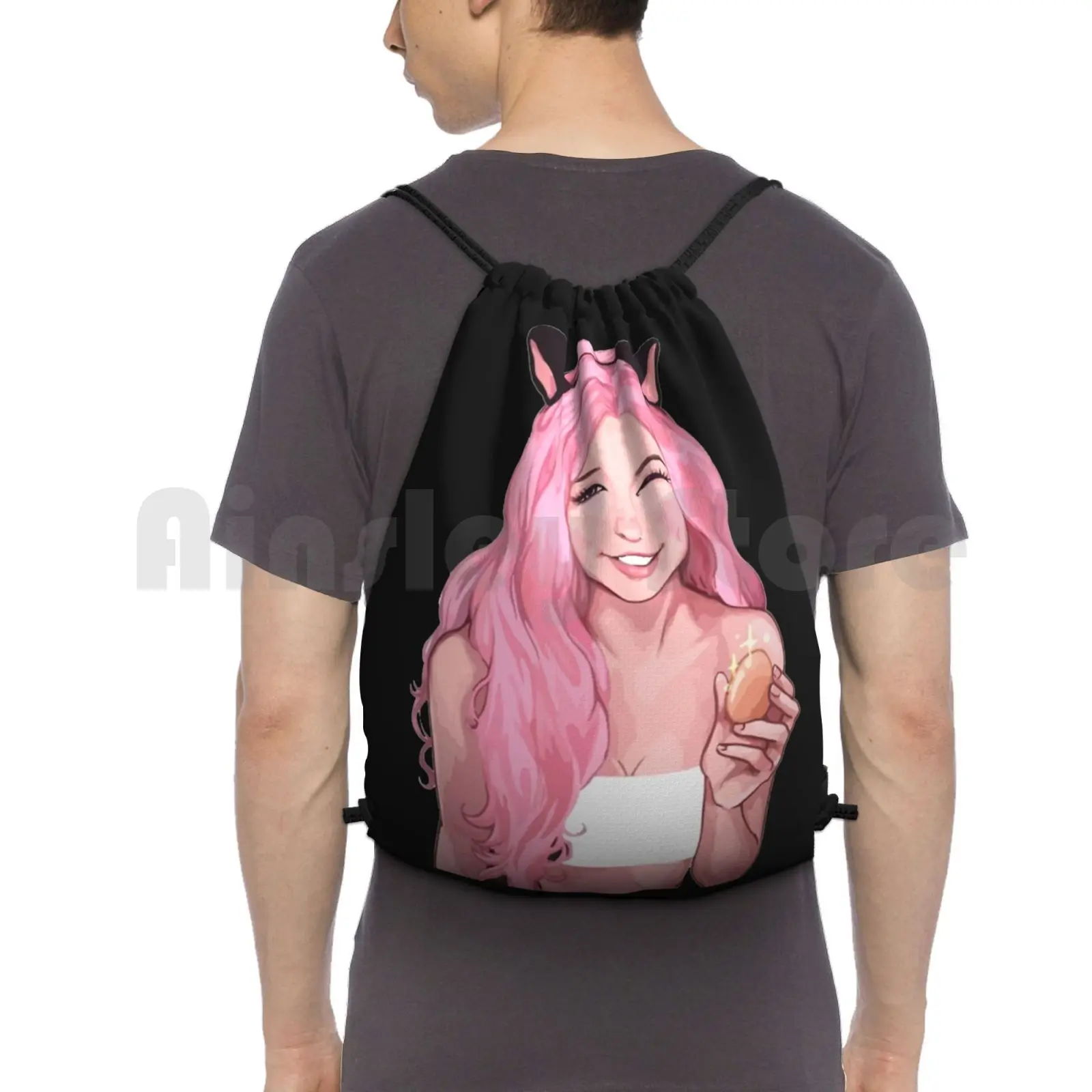 Belle Delphine Art Backpack Drawstring Bag Riding Climbing Gym Bag Belle Delphine Anime Gamer Girl Bath Water Tumblr Gamer