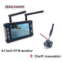 FYS 5.8G FPV System 4.3Inch DVR LCD Monitor Auto Search Video Recording and 25mW VTX-CAM with 600TVL AIO Camera For RC Car Drone