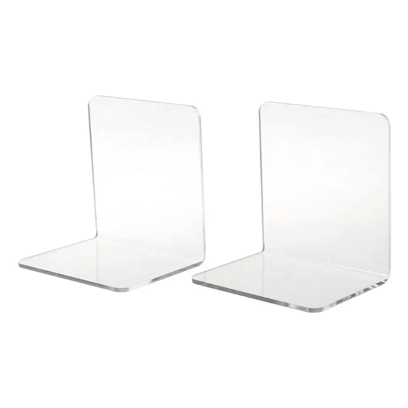 

2Pcs Clear Acrylic Bookends L-shaped Desk Desktop Book Holder School Stationery Office Accessories 19QA