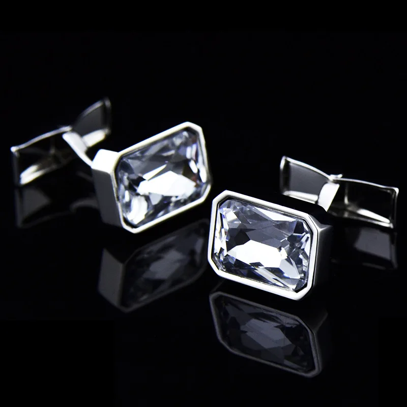 JHSL Classic Green Blue Purple Red Cubic Zirconia Stone Shirts Cufflink for Men Father Gift Fashion Jewelry Dropship Wholesale