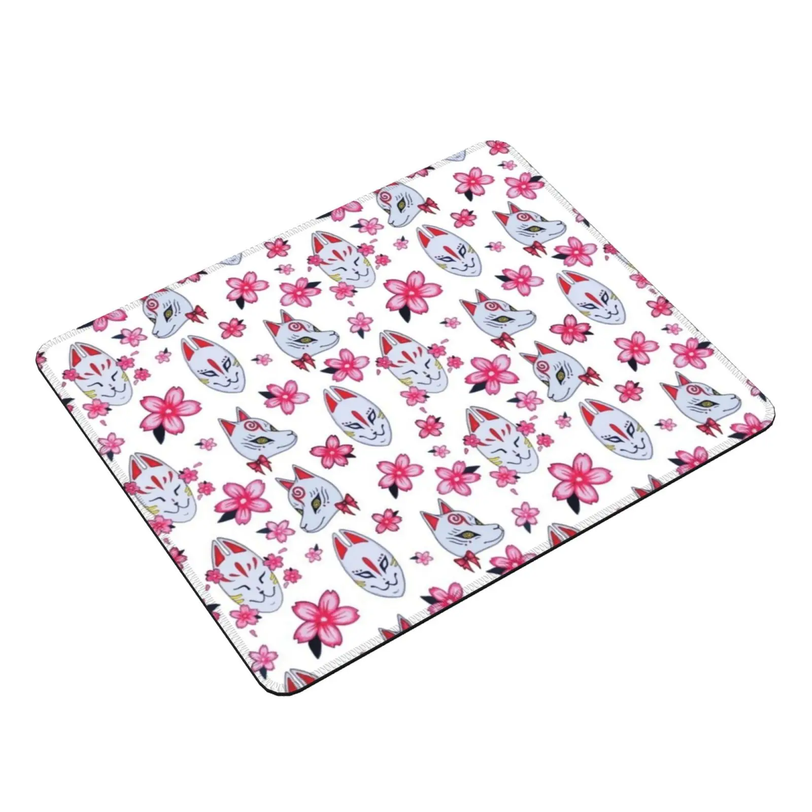 Kitsune And Sakura Cherry Blossoms Mouse Pad DIY Print Kawaii Kitsune Japan Japanese Pattern Cute Cherry