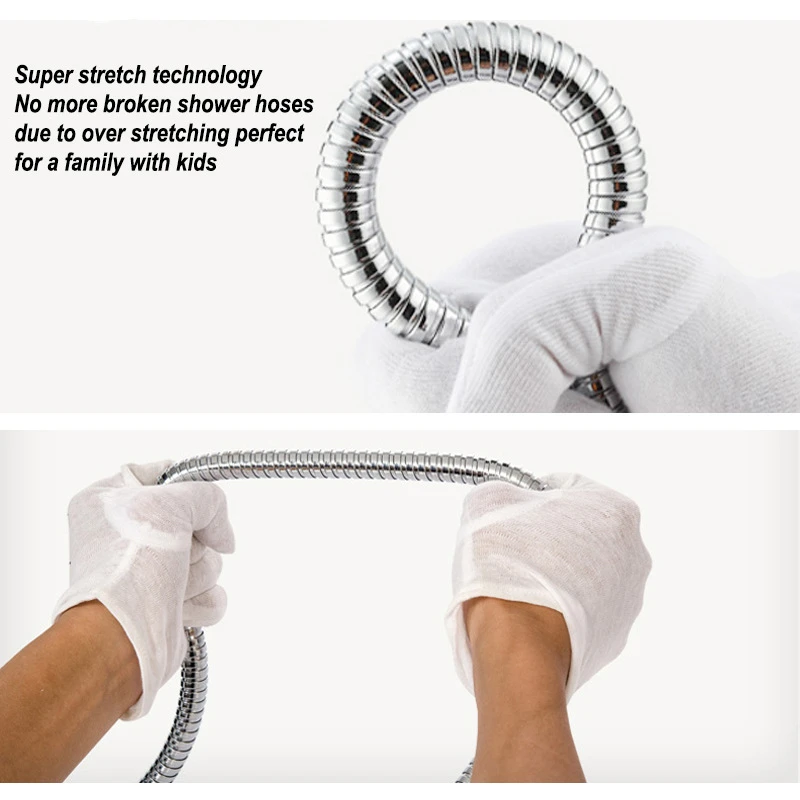 1PC 304 Stainless Steel Shower Hose 5M Length Chrome Plated Soft Water Pipe Explosion-Proof for Bathroom Accessories