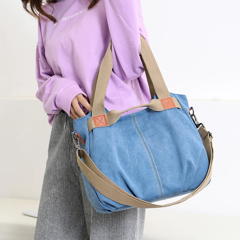 Leinwand Hobos Tasche Frauen Handtaschen weibliche Designer große Kapazität Freizeit Umhängetaschen für Reise wochen ende Outdoor Bolasas Farben – Detail 20