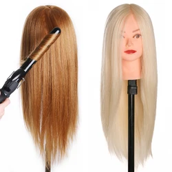 Can Be Curled Mannequin Dolls 60% Real Human Hair Training head dolls for hairdressers blonde color professional styling head