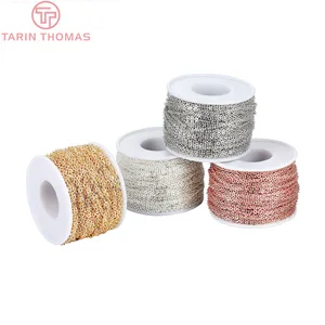 (4295) 2 Meter breit: 1,5 mm 2 mm 24 Karat Champagner Gold Farbe aus flachen ovalen Bronzekragen Hochwertige Kettenzubehör -Juwelier 10 Hauptverkaufsgoldkette 24K - №2