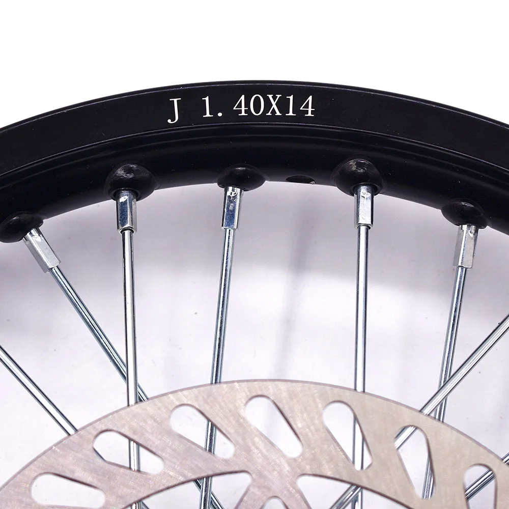 1.40-14 Inch Front Aluminum Alloy Wheel Rim with 190MM Brake Disc Plate Rotor 32 Spoke For Dirt Pit Bike Off-Road Motorcycle