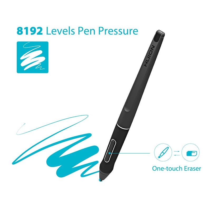 HUION Battery-Free Pen PW507 2 Express Keys Digital Stylus for Drawing Tablet Monitor Kamvas Pro 12/13/16/20(2019), Kamvas 16/20