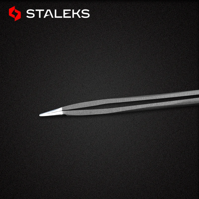 New STALEKS High-precision Stainless Steel TE Seriers Curved Straight Tweezers Grafting Eyelashes Extension Beauty Tool