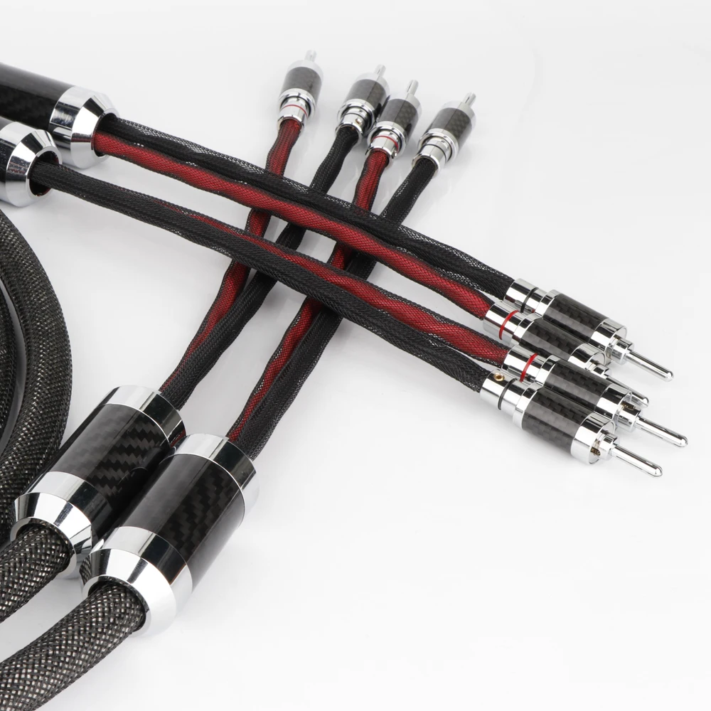 Monosaudio 100% Reine Solide Silber Lautsprecher kabel mit carbon fiber Spaten Stecker Lautsprecher Kabel HIFI banana stecker