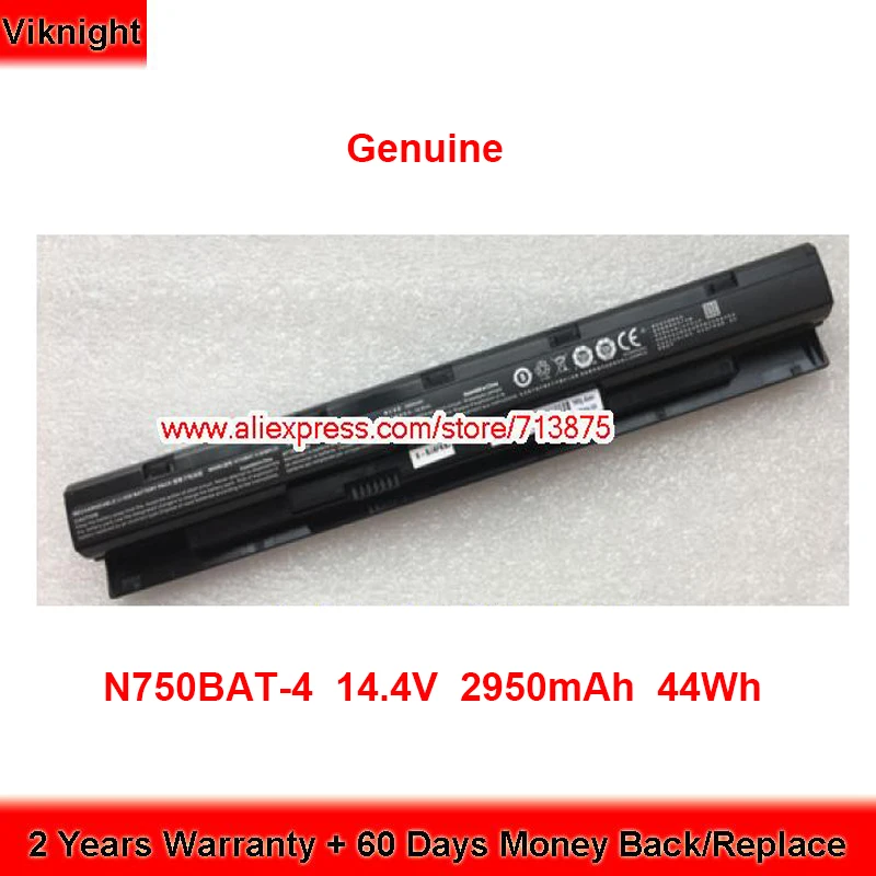 Genuine N750BAT-4 Battery 6-87-N750S-31C00 for Clevo N750WU 6-87-N750S-4EB1 6-87-N750S-4EB2 6-87-N750S-3CF1 14.4V 2950mAh 44Wh