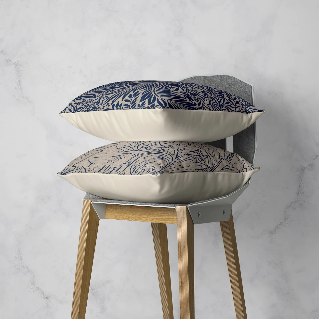 Navy blue Floral Plant Pattern Home  Pillow Linen Decor Pillow For Sofa Living Room Decoration Cushion Cover 40x40 45x45