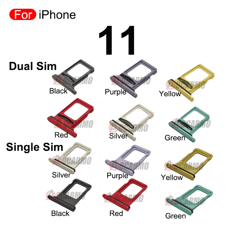 For iPhone 11 Single Sim Tray Dual SIM Card Slot With Waterproof Rubber Ring Replacement Part